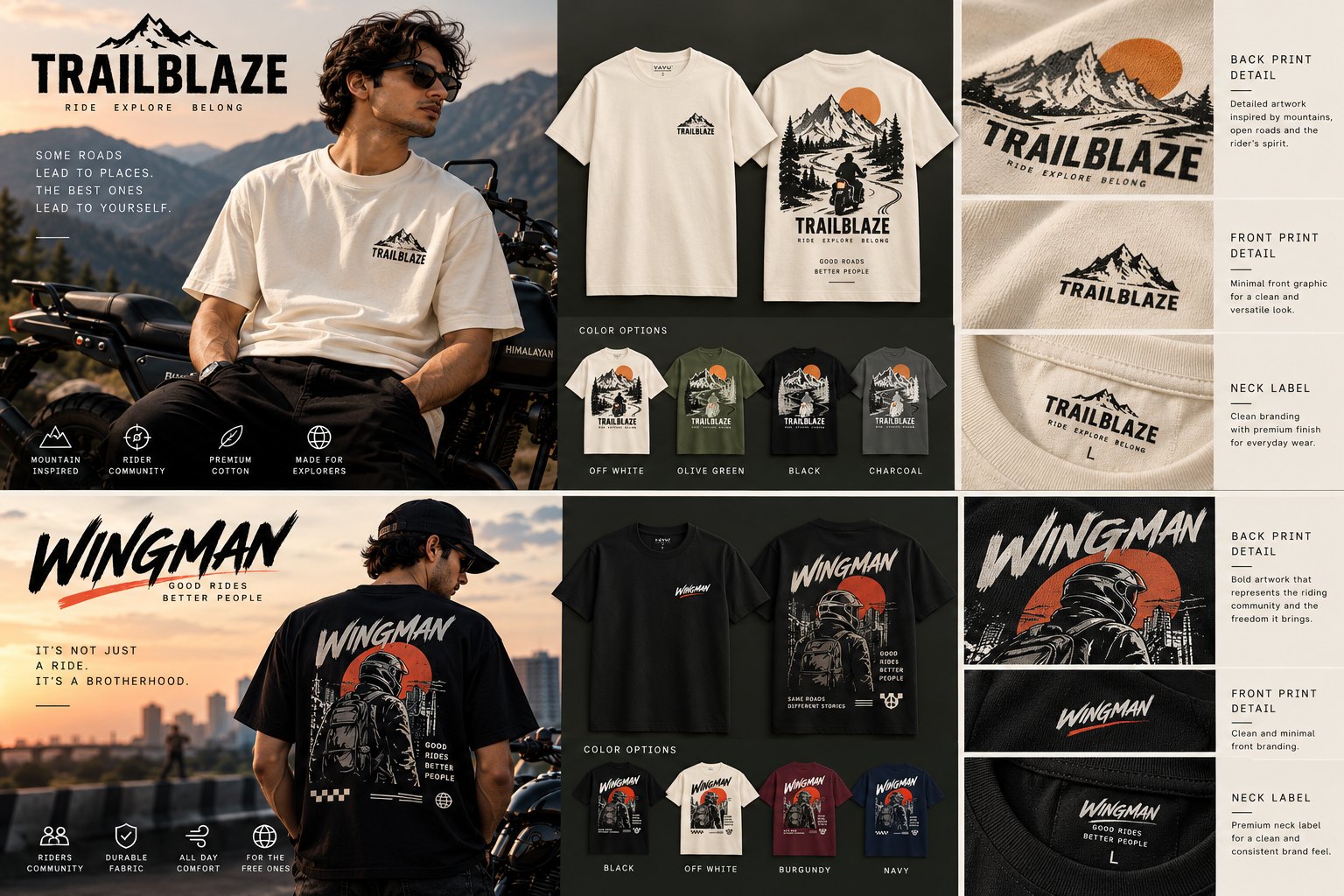 Trailblaze & Wingman: T-shirt designs